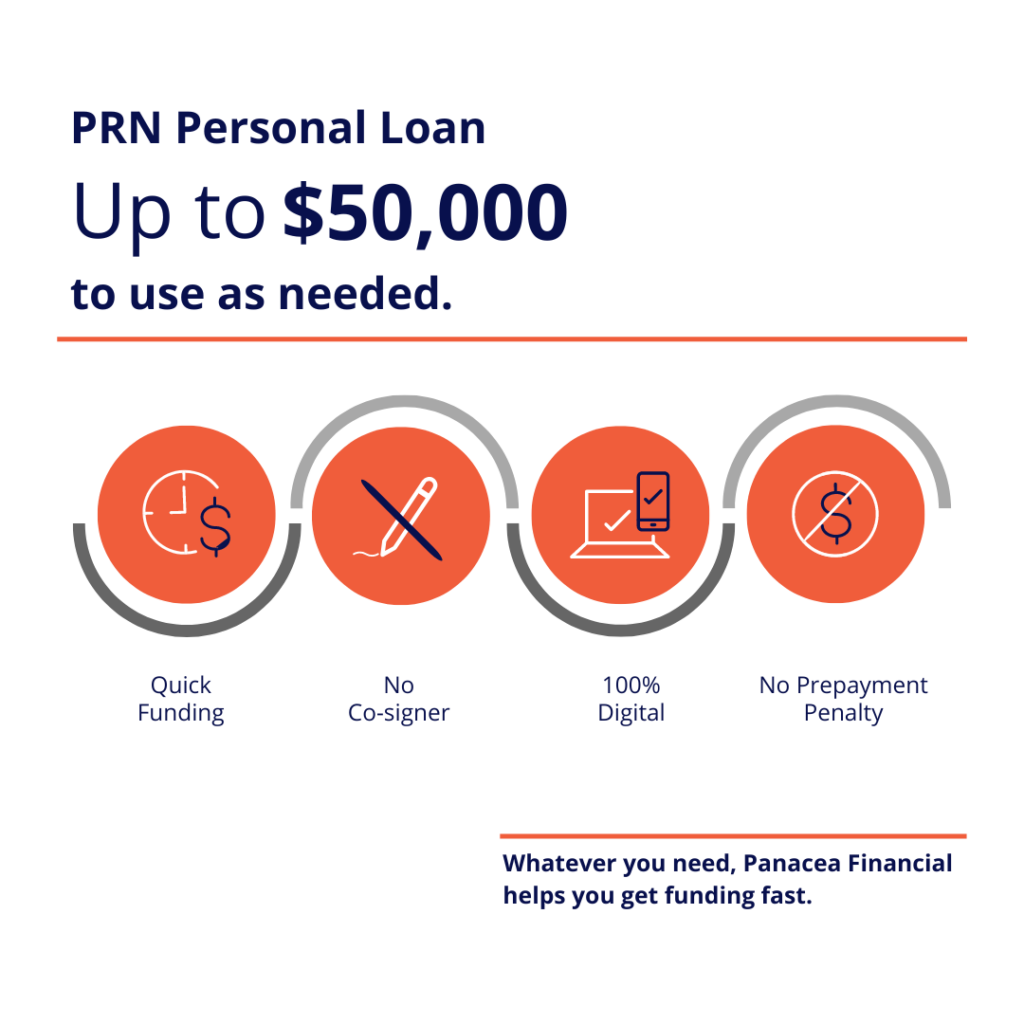 Panacea's PRN personal loan is for up to $50,000