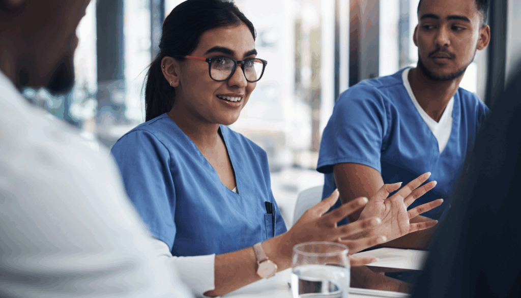 A medical professional speaking