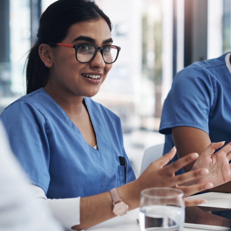 A medical professional speaking